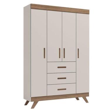 Imagem de Guarda Roupa Infantil Ambiente Retrô Maya Off White Carvalho – Carolina