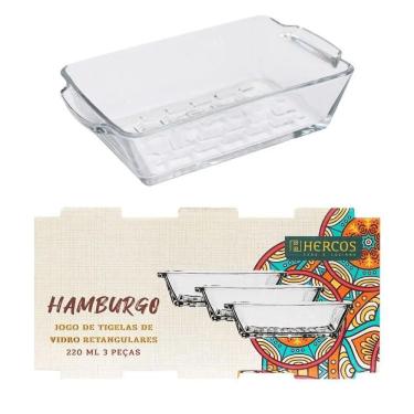 Imagem de Jogo De Tigelas para Servir 3 Peças De Vidro Retangular