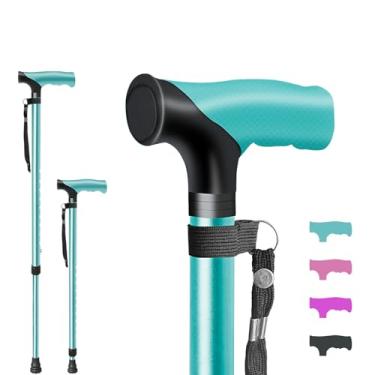 Imagem de ispuoocti Bengala de caminhada ajustável o dia todo com bengalas de aderência confortáveis para idosos, bengala antiderrapante leve para homens e mulheres em várias cores para caminhadas e viagens