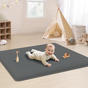Imagem de PapaMama Tapetes de brincar de bebê para chão, tapete de cercadinho 127 x 127 cm, espuma viscoelástica de 3,3 cm de espessura com suporte antiderrapante, tapete de espuma macia para crianças, bebês