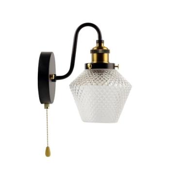 Imagem de VinTopsh Arandela de parede com interruptor de corrente, luz de parede de vidro ondulado de água industrial, luz montada na parede pescoço de ganso para banheiro, sala de estar, quarto, corredor