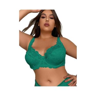 Imagem de Sutiã feminino plus size sexy renda roupa íntima sutiã fino copo E sut