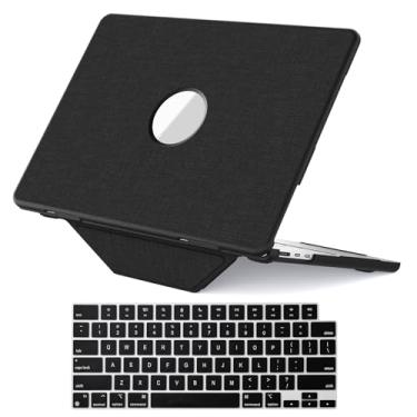 Imagem de Gylint Capa protetora dobrável compatível com MacBook Air 13,6 polegadas 2025 2024 2022, capa rígida e capa de teclado de cor correspondente para M4 M3 M2 A3240, A3113, A2681 preta