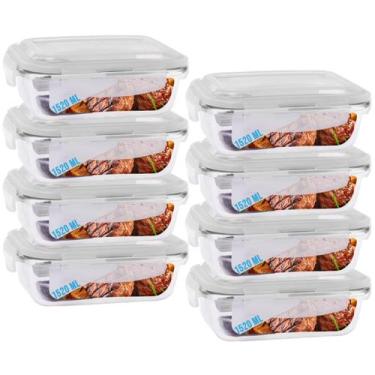 Imagem de Jogo 8 Pote de Vidro Hermético Marmita Tampa 4 Travas 1520ml - QUALITY