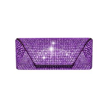 Imagem de Berfi Life Estojo de óculos de sol PU, estojo de óculos de sol clássico Bling Diamond, bolsa de óculos para mulheres