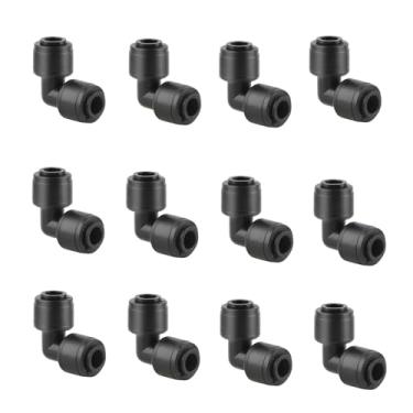 Imagem de Madavoon Pacote com 12 acessórios de cotovelo de irrigação por gotejamento de 1/10.2 cm para tubos de irrigação de 1/4 polegada, encaixe sem vazamento para sistema de irrigação por gotejamento