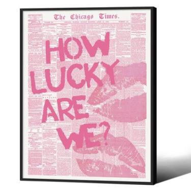 Imagem de Impressão artística de parede AEDNX How Lucky Are We Pink Retro 30x40c