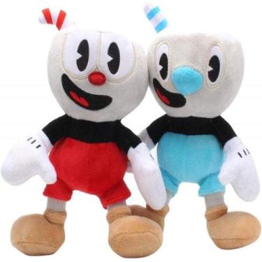 Imagem de 2 pçs cuphead boneca de pelúcia brinquedos mugman jogo boneca brinqued