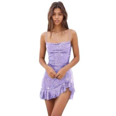 Imagem de Vestido de boas-vindas EEMEII Sequin Lilac Mermaid Ruffles 16W