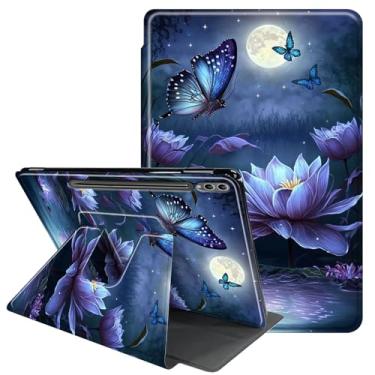 Imagem de RAUEDWDJS Capa para Samsung Galaxy Tab S10 Plus/S9 FE Plus de 12,4 polegadas com suporte para caneta S - 360 capa protetora de visualização multiângulo giratório com hibernar/despertar automático para