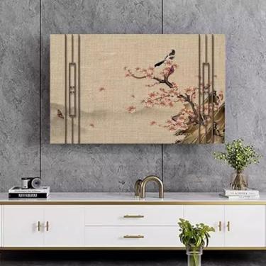 Imagem de Capa contra poeira para TV interna de 32-80 polegadas Protetor de tela LCD LED estilo chinês fácil de limpar design antiderrapante padrão elegante quarto sala de estar decoração-flor 2||58-60