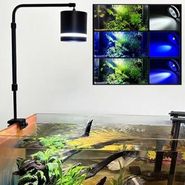 Imagem de LIYAOLI Iluminação pendente de aquário, LED de três espectro ajustável para tanque plantado, aquário de peixes suspenso e plantas de água doce | Holofote de espectro completo (luz branca/azul)