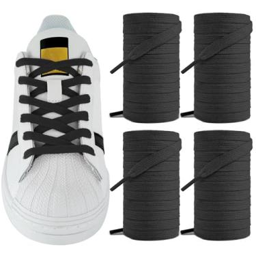 Imagem de UamGlsob 2 pares de cadarços de algodão para tênis Adidas Superstars Grand Court, cadarços de substituição para sapatos Campus 00s, Preto, 47"/120cm