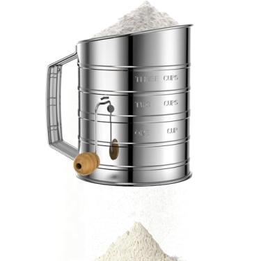 Imagem de Rrlihjgu Peneira Para Farinha - Peneira Rotativa Com Malha Fina E Batador De Manivela - Pronto Para Máquina De Lavar Louça Para Açúcar,Para Bolos Tortas Sobremesas Pães E