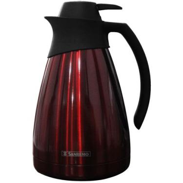 Imagem de Garrafa Térmica Bule Inox 1 Litro Garantia 5 Anos - Sanremo, Vermelho