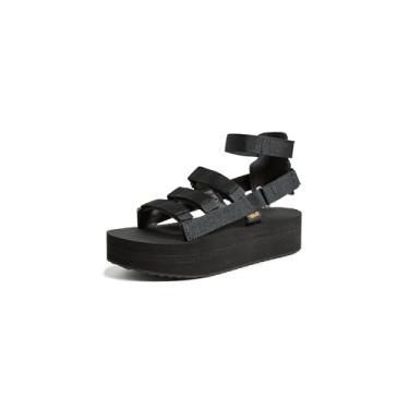 Imagem de Teva Sandália feminina Flatform Mevia ajustável de secagem rápida casual sem salto, Preto, 41