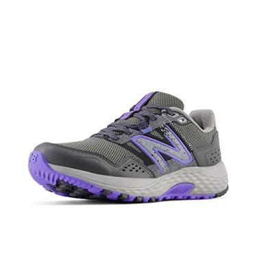 Imagem de New Balance Tênis de corrida feminino 410 V8 Trail, cinza escuro/índigo elétrico/preto, tamanho 40