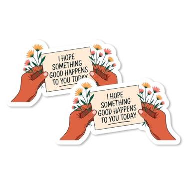 Imagem de Ímã I Hope Something Good Happens to You Today 10 cm 2-Pack Positive Affirmation – Ímãs decorativos de vinil forte para armário de geladeira cozinha escritório – Bonito divertido estético durável