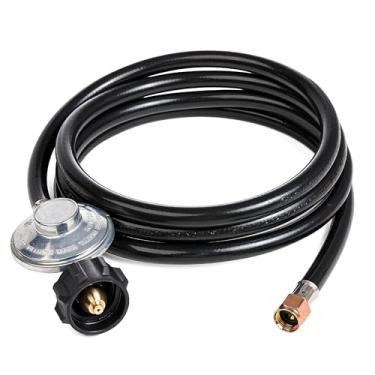 Imagem de [Atualizado] BlueStars 2,5 m universal QCC1 regulador de propano e mangueira adaptadora - Mangueira de tanque de propano para a maioria das churrasqueiras a gás LP Blackstone grelha de mesa Weber