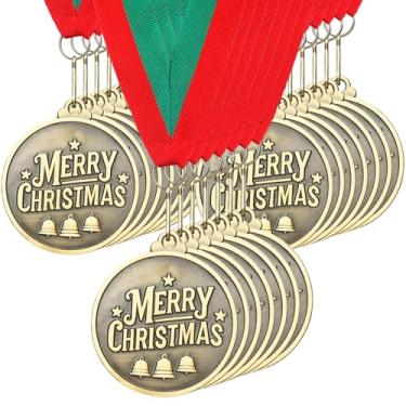 Imagem de Loetere 30 peças/60 peças medalhas de Natal a granel 5 cm ouro prata medalhas de Natal Papai Noel corrida rena boneco de neve elfo pão de gengibre homem casa árvore troféu prêmio para festa de Natal