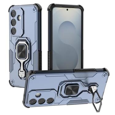 Imagem de SORAKA Capa para Samsung Galaxy S25 Plus com suporte de metal rotativo de 360 graus peça magnética de ferro para suporte magnético de telefone para carro azul