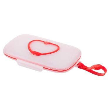 Imagem de JWTIFOA Dispensador de lenços umedecidos portátil recipiente para lenços de viagem, estojo reutilizável para saco de fraldas, bolsa de lenços recarregáveis para carros ao ar livre, vermelho