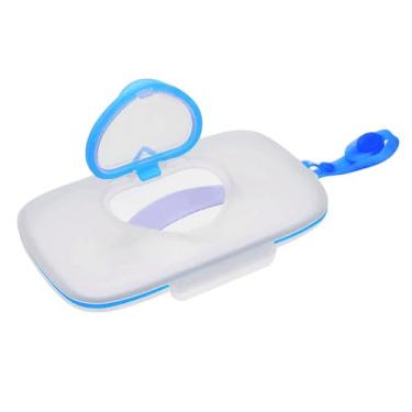 Imagem de JWTIFOA Recipiente portátil para lenços umedecidos, estojo de lenços de viagem, suporte reutilizável para bolsa de fraldas, bolsa de lenços recarregáveis para carros ao ar livre, azul