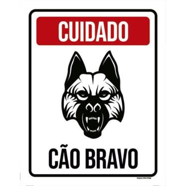 Imagem de Kit 3 Placas Cuidado Cão Bravo Ml1005 36X46