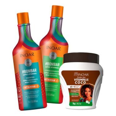 Imagem de Kit Shampoo, Cond Bombar 1l E Máscara Vitamina Coco - Inoar - NoBrand