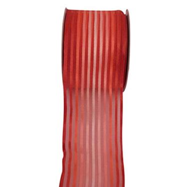 Imagem de Reliant Ribbon Fita de borda com fio listrada Sly, 5,8 cm x 50,8 m, vermelha