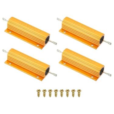 Imagem de PATIKIL Resistor de revestimento de alumínio de 100 W 25 Ohm com parafusos, 4 conjuntos de resistores de caixa de alumínio alojados resistores enrolados com rosca resistores de energia de torneira de