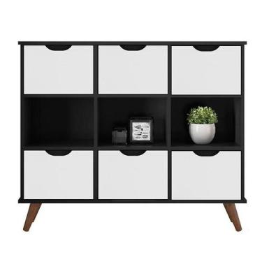 Imagem de Nicho Organizador Retro Preto com 6 Gavetas Brancas - Qmovi