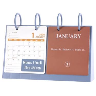 Imagem de BIBIAGE Calendário de mesa reutilizável 2025-2026, calendário dobrável de mesa com base de plástico de julho de 2025 a dezembro de 2026, grande calendário mensal destacável 25 x 18 cm para escola de
