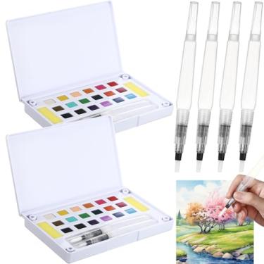 Imagem de Marspark Conjunto de 2 peças de tinta aquarela portátil para viagem, kit de tinta de aquarela, com pincel de água, bolso para esboços de campo, materiais de arte para artistas, pintores iniciantes