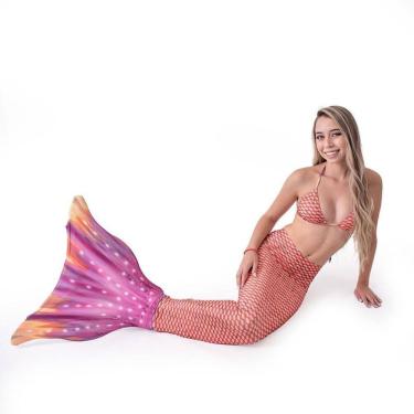 Imagem de Cauda de Sereia Completa c/ Top Cortininha + Nadadeira Eloá