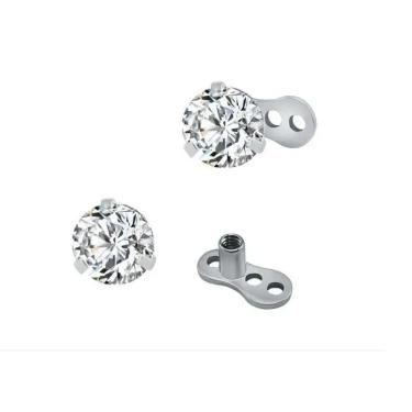 Imagem de Piercing Microdermal Zirconia Pedra Cristal 4Mm Aço