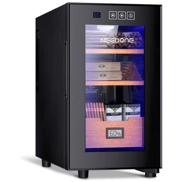 Imagem de Umidor para Charutos Elétrico com Capacidade para 150 Charutos e Prateleiras em Madeira de Cedro Espanhol, 110V, NEEDONE NO23A, Preta