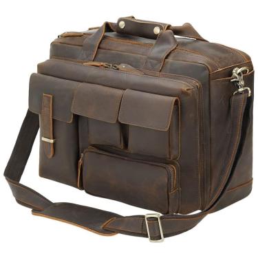 Imagem de Bolsa, Maleta de Couro Masculina para Laptop, TIDING, Marrom