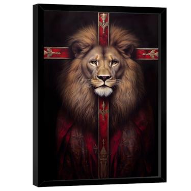 Imagem de Quadro Decorativo Leão Cruz Vermelha