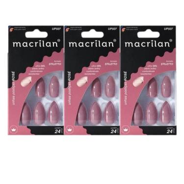 Imagem de Kit 3 Unhas Postiças Stiletto Rose UP507 - Macrilan