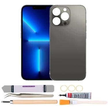 Imagem de Substituição de vidro da capa traseira compatível com iPhone 13 Pro Max de 6,7 polegadas com kits de ferramentas de reparo (preto)