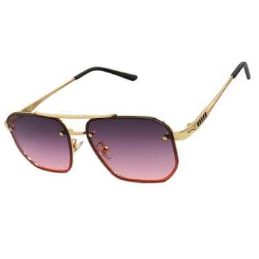 Imagem de Oculos de Sol Aviador Quadrado Premium Classico Retro UV400 Unisex Feminino Masculino - Modelo Stark 2.0 - Cacife Brand (Vinho)