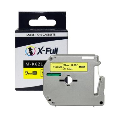 Imagem de Fita Compatível Brother Mk 621 Fita Amarela Letra Preta 9Mm