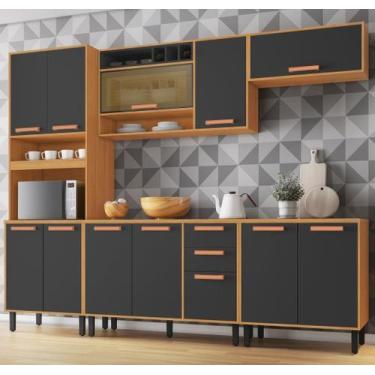 Imagem de Cozinha Modulada 5 Peças 12 Portas 2 Gavetas Vidro Reflecta e Nicho pa