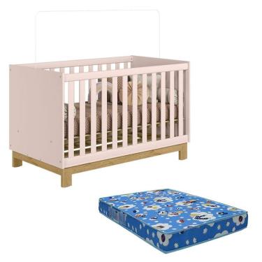 Imagem de Berço Americano 4315 Q Encanto Slim Rosa Acetinado com Colchão Ortobom - Qmovi