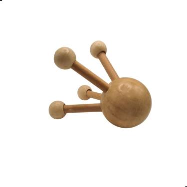 Imagem de Massageador Muscular Corporal Manual de Madeira com 4 Pontas