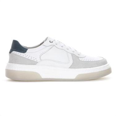 Imagem de Tênis Democrata Denim Beat Pulse Camurça Branco Cinza e Azul - Masculi