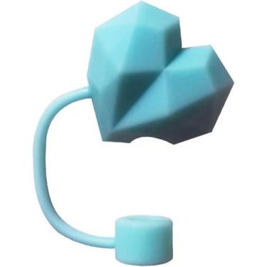 Imagem de Capa de palha Love Heart para copo Stanley, topo de palha de silicone reutilizável, tampas de pontas de canudo em forma de coração, tampas de canudo à prova de poeira para tampas protetoras de 6 a 10