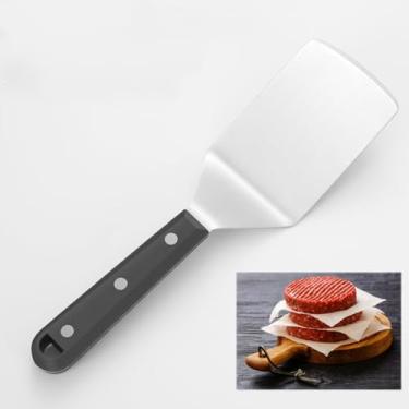 Imagem de Espátula de aço inoxidável 24 cm, utensílio de cozinha profissional resistente para virar hambúrgueres, panquecas, ovos