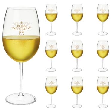 Imagem de Taças Vinho Acrílico 600ml Boas Festas Taça Vinho 10pçs (TRANSPARENTE)